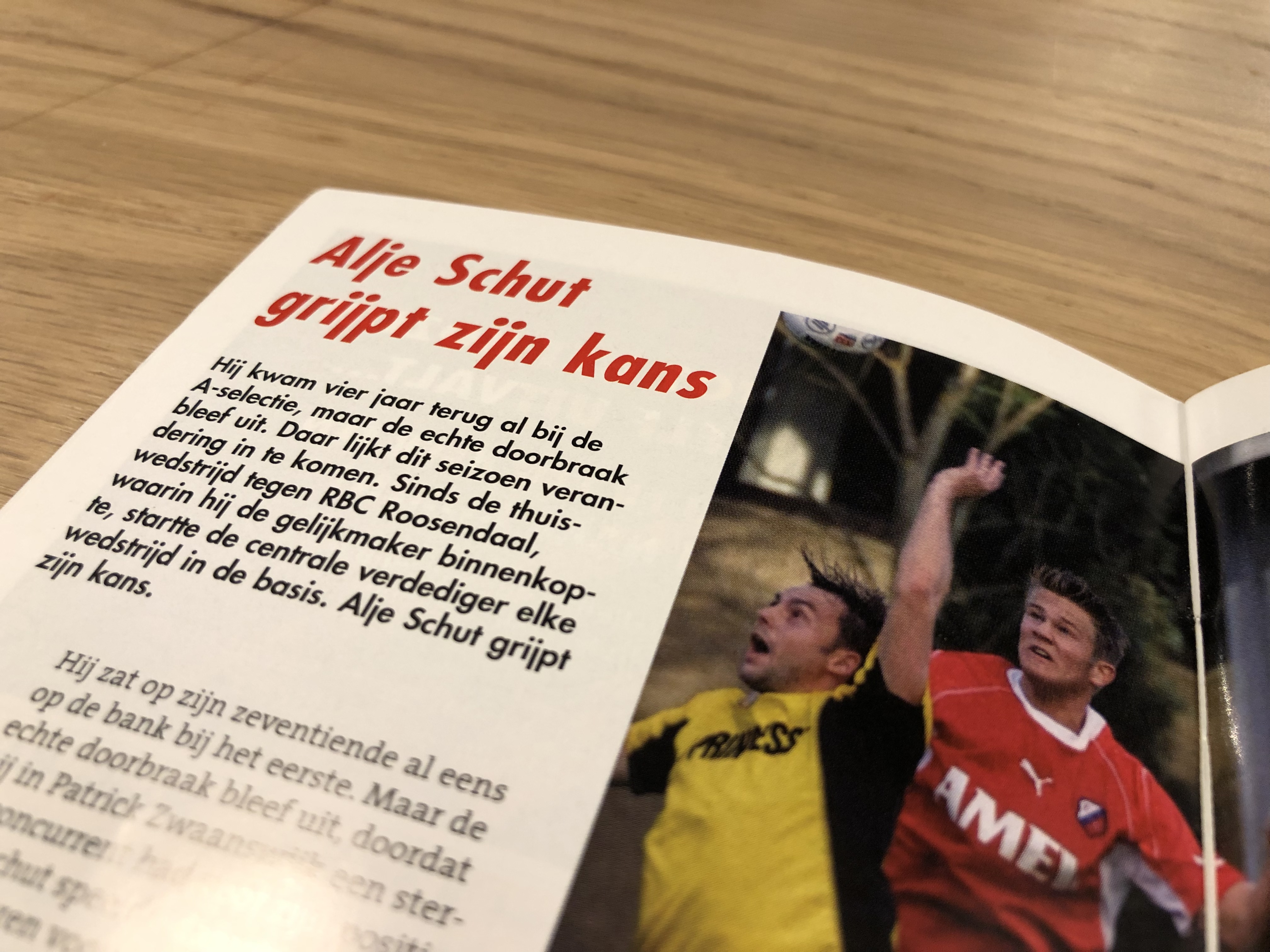 In het programmaboekje van 13 november 2002 kwam Alje Schut aan het woord.